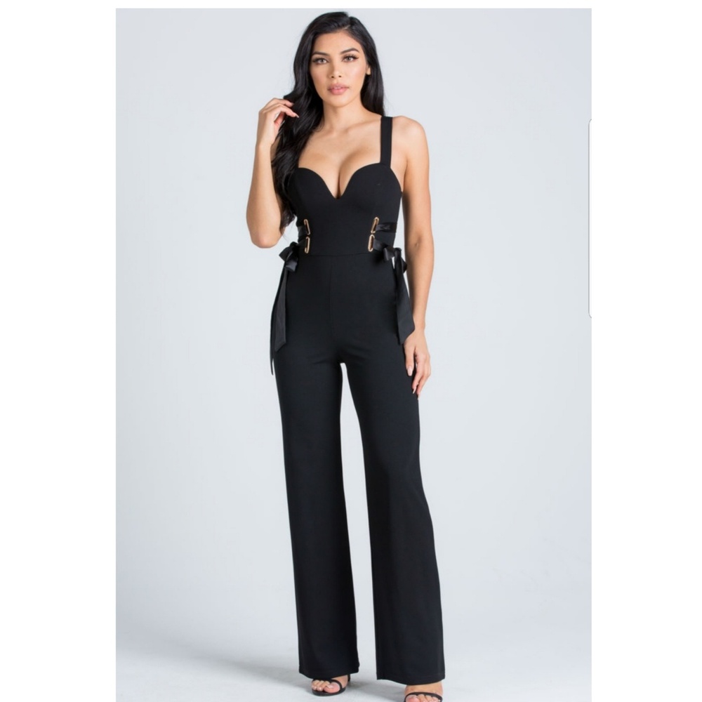 Selena Jumpsuit Romper Sexy Satin lace up on side